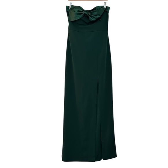 NWT R&M Richards Gown Women 14 Green Bow Front Column Maxi Dress Formal - Picture 2 of 11